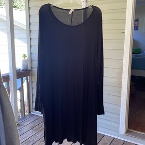 Boutique Black Long Sleeve Pocket Piko Dress. Size Large